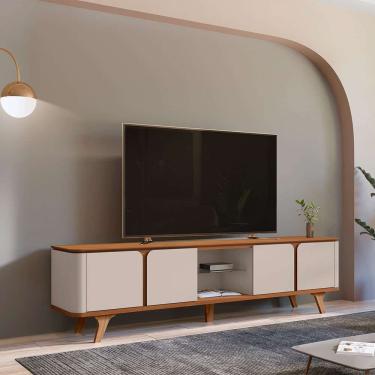Imagem de rack para tv até 60 polegadas roma cedro e off white