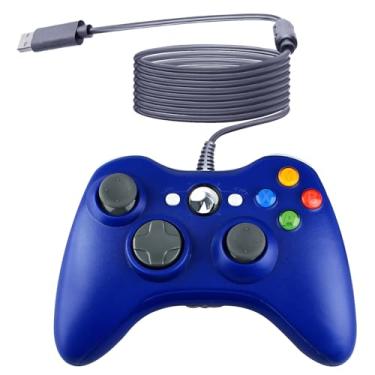 Imagem de OSTENT Controle usb com fio gamepad joystick para microsoft xbox 360 console windows pc laptop computador videogame Cor Azul