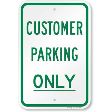 Imagem de SmartSign Placa de estacionamento do cliente de 45,7 x 30,5 cm, composto de alumínio de 120 mm (ACM), material reflexivo de grau de engenheiro, verde/branco, placa de metal durável, fabricada nos EUA,