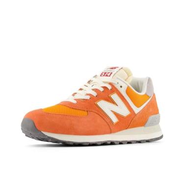 Imagem de New Balance Tênis de corrida unissex adulto 574 V2 70s, Gulf Red/Sea Salt, 10.5 Wide Women/9 Men