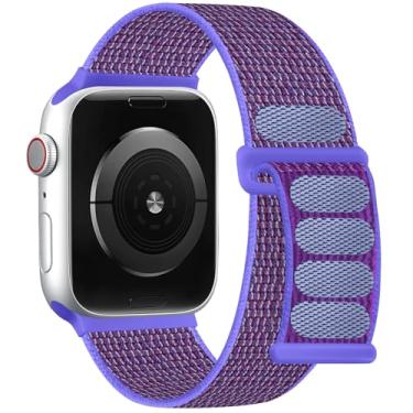Imagem de DaQin Pulseira esportiva de nylon compatível com Apple Watch de 44 mm, 42 mm, 45 mm e 49 mm, pulseira trançada macia e respirável para Apple Watch séries 10, 9, 8, 7, 6, 5, 4, 3, 2 1 e SE, Ultra,