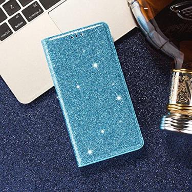 Imagem de Capa com flip magnético de couro glitter para Samsung A10 A20 A30 A40 A50 A70 S A51 A71 A31 A41 A21S S20 Ultra S10 FE S9 S8 Plus Tampa, CSJ azul, para S20