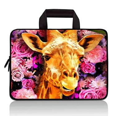 Imagem de 11" 11,6" 12" 12" 12" 12" 12,5" 12,5" Bolsa de transporte para laptop Chromebook Notebook Ultrabook, capa para tablet capa de neoprene compatível com Apple MacBook Air, Samsung, Google, Acer, HP, DELL Lenovo Asus (girafa fofa)