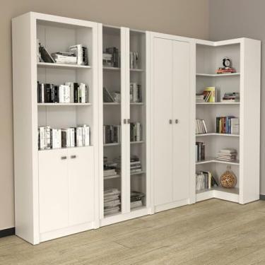 Imagem de Kit 4 Armários Multiuso de Escritório com 6 Portas Branco