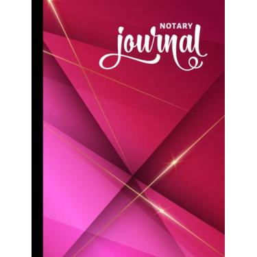 Imagem de Hardcover Notary Journal: 8.5x11 Large Notarial Logbook/With 200 Numbered Pages - Two Record Logs Per Page / 400 Records/Ledger Book Gift For ... Pink 3D Triangle Gold Line - Geometric Art