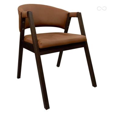 Imagem de Cadeira de Jantar Estofada com Braço Madeira Arredondada Ravena Capuccino CCS