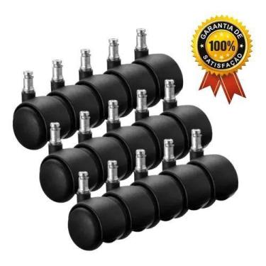 Imagem de Kit Com 15 Rodízios Giratórios 50mm Rodinhas Nylon Para Cadeira - Escr