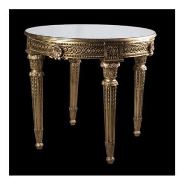 Imagem de Mesa Lateral Classica Finos Entalhes acab. Folha de Ouro - LUXdécor
