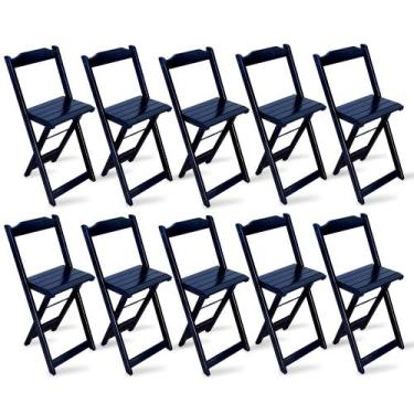 Imagem de Kit 10 Cadeiras Bistrô Dobrável Madeira Preta - Tarimatã - TARIMATA