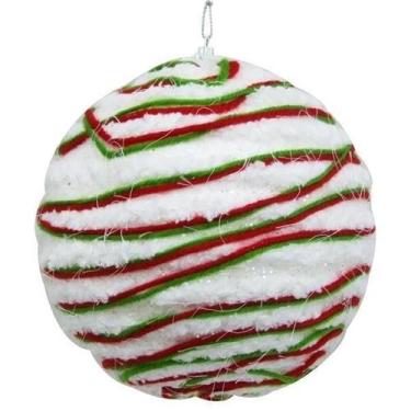Imagem de Enfeite De Natal Bola Branca Vermelho Arvore/Mesa/Porta 08Cm - Zona Li