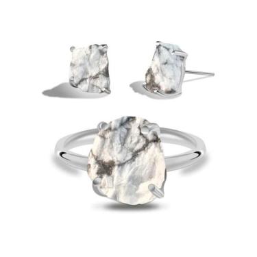 Imagem de Conjunto de Howlita - Cristal Natural, Prata 925