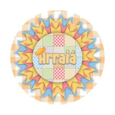 Imagem de Painel de Tecido Sublimado Redondo Arraiá Retalhos Bandeirinhas Festa 