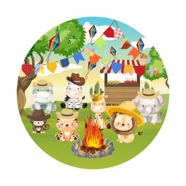 Imagem de Painel de Lona Festa junina safari animais 100x100cm - Fabrika De Fest