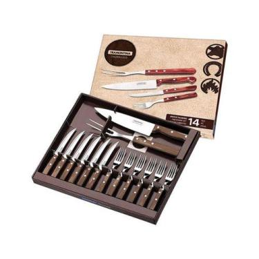 Imagem de Kit Churrasco 14 Peças - Tramontina Polywood 21199/989