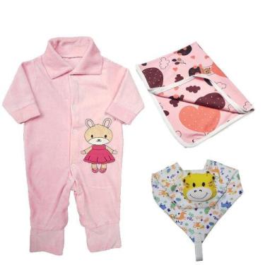 Imagem de Kit 3 Peças Roupa Bebê Menino Menina Macacão Coeiro Naninha - Koala Ba