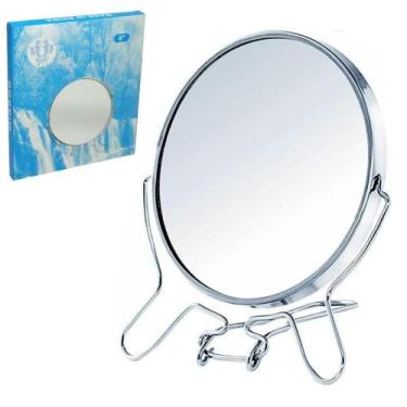 Imagem de Espelho de mesa redondo dupla face 6'' 14,5cm de ø com pedestal e aume
