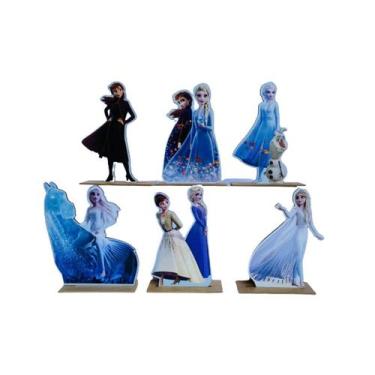 Imagem de Kit Display de Mesa 6 Peças Para Festa Frozen 2 MDF - Juju Brasil