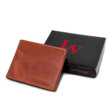 Imagem de Carteira Slim Masculina Couro Le Voyage Rústico CNH Cartões, Havana