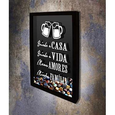 Imagem de Quadro Porta Tampinhas Brindo a Casa - Quadro Novo, 30x40, Preto