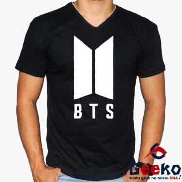 Imagem de Camiseta BTS 100% Algodão Army K-pop Geeko, Preto gola v, P