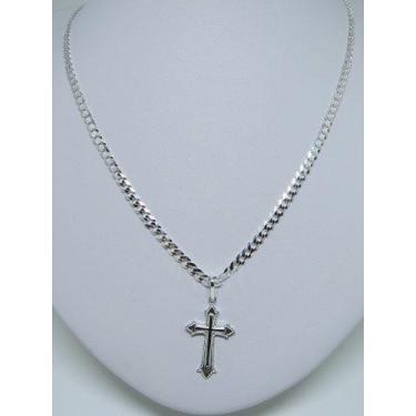 Imagem de Cordão Masculino 4.5mm 70cm + Crucifixo + Pulseira Prata 925 - RD Maga