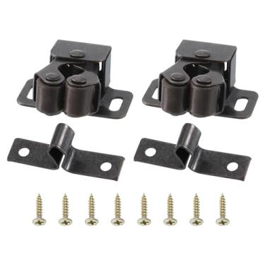 Imagem de PATIKIL Trava de armário com trava dupla, 2 peças de porta de armário de aço inoxidável com parafusos, travas de ferragens de contas de mola com lança para peças de guarda-roupa de armário, bronze