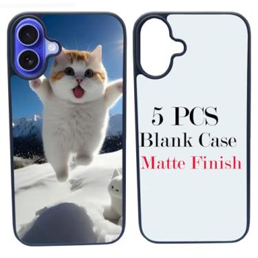 Imagem de JUSTRY Capa de telefone em branco sublimação 5 peças compatíveis com iPhone 14 Plus, 6,7 polegadas, capa 2 em 1 2D fácil de sublimação, capa de borracha macia para impressão + inserção de alumínio