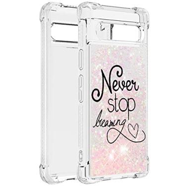 Imagem de Monwutong Capa de telefone de ajuste fino para Google Pixel 7A, capa de TPU macio de silicone com efeito areia movediça com brilho líquido com quatro cantos proteção antiqueda para Google Pixel 7A,