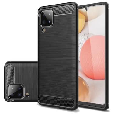 Imagem de Gufuwo Capa para Galaxy A12, capa para Samsung A12 Nacho SM-A125U, capa fina fina de fibra de carbono TPU capa traseira macia antiarranhões à prova de choque capa protetora para Samsung Galaxy A12