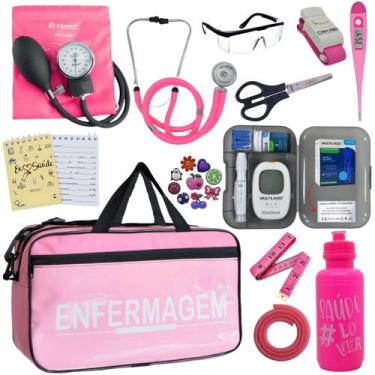 Imagem de Kit Enfermagem Aparelho Pressao Medidor Glicose Esteto Multi Incoterm,