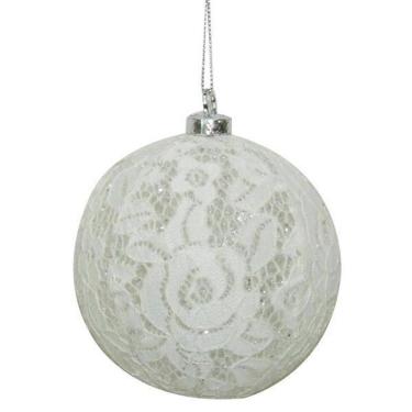 Imagem de Enfeite De Natal Bola Branca Com Luz Arvore/Mesa/Porta 08Cm