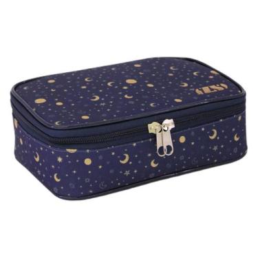 Imagem de Estojo Box Ls Bolsas Constelação Marinho Com Divisões Para Lápis E Can