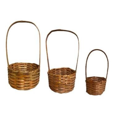 Imagem de Cesta De Bambu p/ Arranjinho Festa Junina doces -kit c/ 3un - Blook