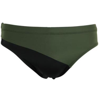 Imagem de Sunga Verde e Preto Massculina Praia Diagonal Lateral 6cm - Amassê, P