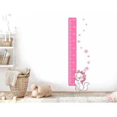 Imagem de Adesivo De Parede Gata Marie Régua De Crescimento - Adesivos Kigrude