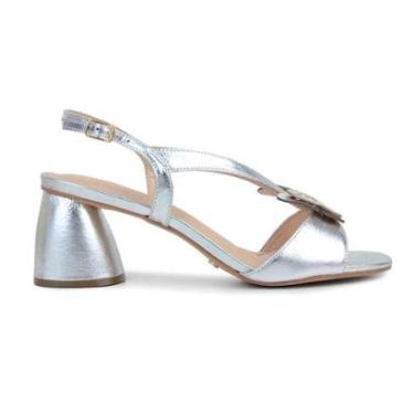 Imagem de Sandália Feminina Cecconello Cristal Couro Prata - 2511004-Feminino