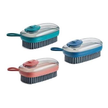 Imagem de Escova Dispenser Limpeza Multifuncional 3 Em 1 Limpa Esfrega - Sou Mai