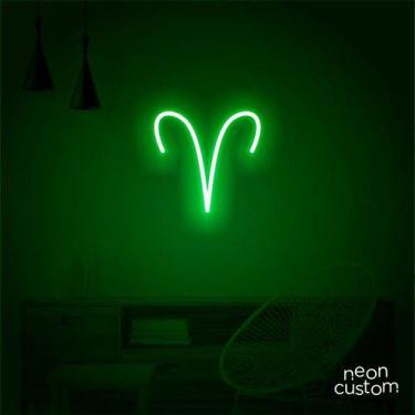 Imagem de luminaria letreiro Neon Led Signo Áries 100x100 luminoso decoração p/ 
