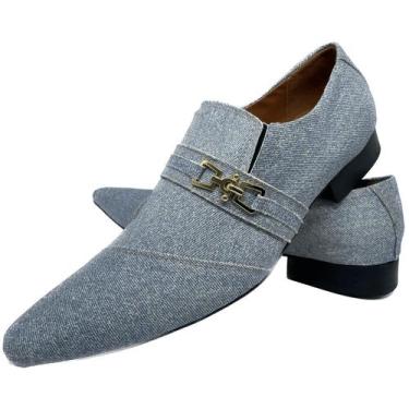 Imagem de Sapato Masculino Italiano Em Brim Jeans Cinza Ref: D744 - ART SAPATOS
