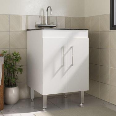 Imagem de Tanque para Área de Serviço Desmontado Marmorite Branco / Preto