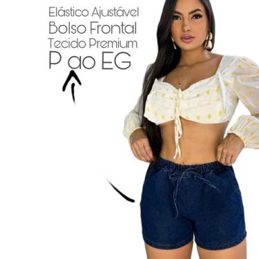 Imagem de Short Feminino Jeans Elastico Blogueira Cintura Alta - Isana Jeans, Es