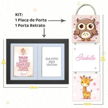 Imagem de Kit Infantil Bebê com Placa de Porta Maternidade e Porta Retrato com O