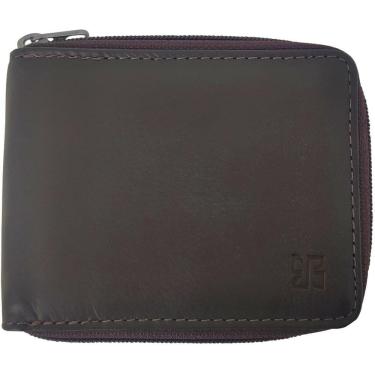 Imagem de Carteira com Zíper Masculina de Couro Marrom Porta Cartão Veneza Briolly Documentos