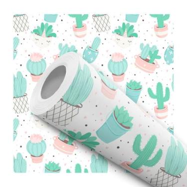 Imagem de Papel de Parede Adesivo Ilustração Cacto Planta Natureza Moderno Quart