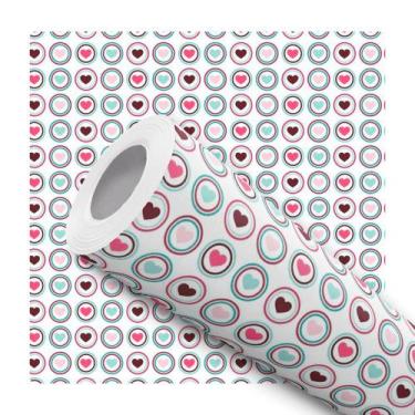 Imagem de Papel De Parede Adesivo Lavável Corações Coração Rosa Roxo Verde - DEL