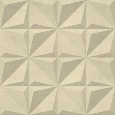 Imagem de Papel De Parede Vinílico Geométrico Efeito Visual 3D Bege Sala Quarta 