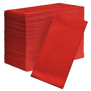 Imagem de Guardanapos de papel para jantar em casa americano, com linho ecológico, decorativo de 40 x 40 cm, ideal para festas ou recepção de casamento. Composto espesso absorvente Bio e reciclagem (vermelho)