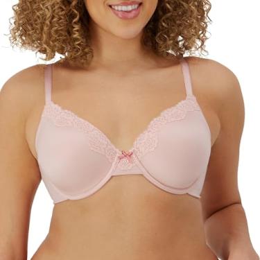Imagem de Maidenform Sutiã feminino Comfort Devotion com cobertura total com aro, Rosa pálido transparente/malva profundo, 36DD