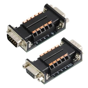 Imagem de Jienk Placa de breakout de terminal de mola macho para fêmea DB9 de 2 peças, conector de troca de gênero terminal sem parafuso D-SUB para porta serial de 9 pinos compatível com RS232/RS485/CAN/RS422