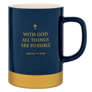 Imagem de Faithworks Christian Gifts - Caneca grande de cerâmica inspiradora caneca de café, 500 ml, All Things Are Possible